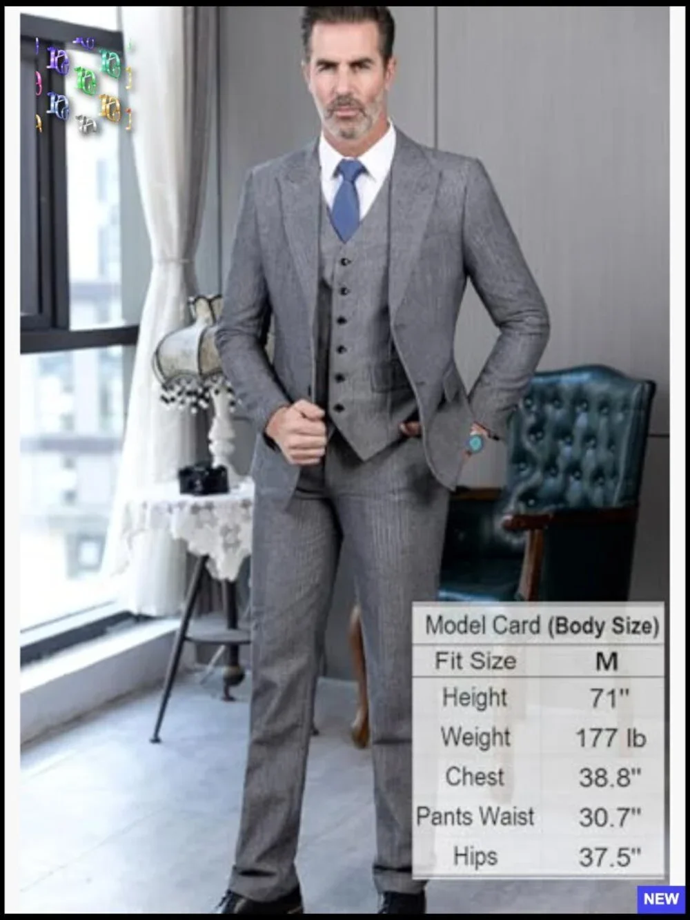 Classic Tweed Herringbone Three Piece Suit Peak Lapel Formal Elegant Wedding